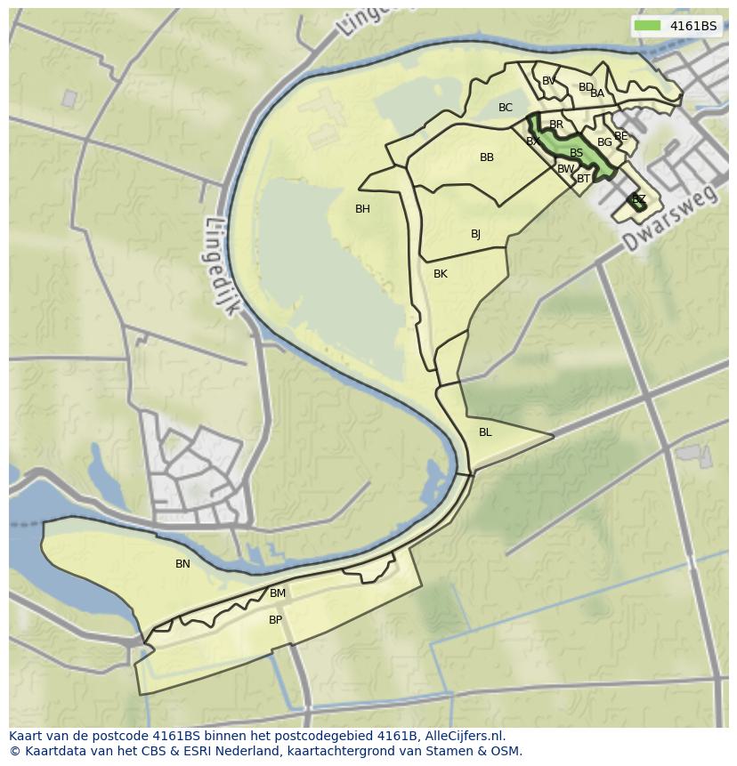 Afbeelding van het postcodegebied 4161 BS op de kaart.