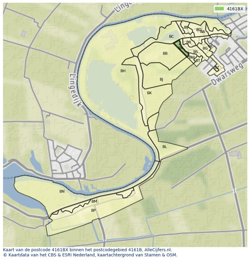 Afbeelding van het postcodegebied 4161 BX op de kaart.