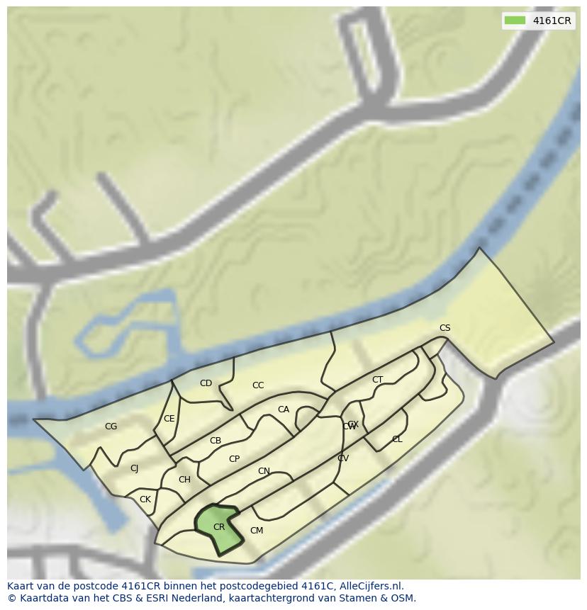 Afbeelding van het postcodegebied 4161 CR op de kaart.