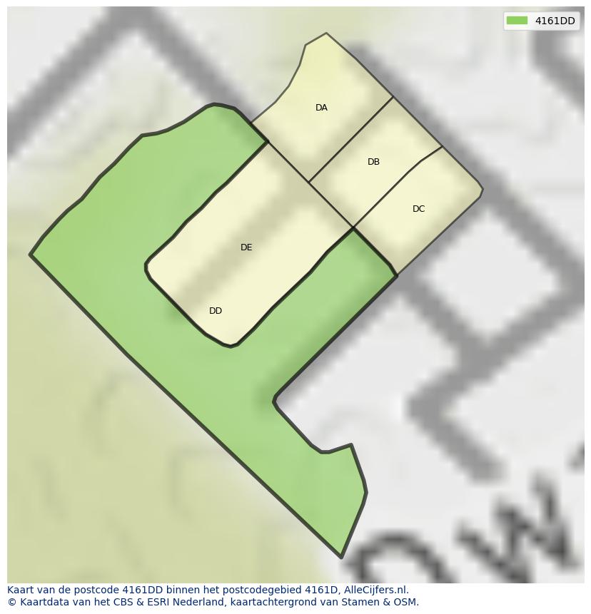 Afbeelding van het postcodegebied 4161 DD op de kaart.
