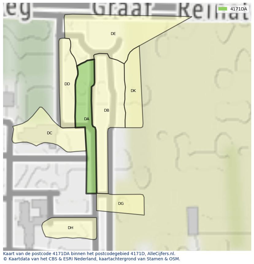 Afbeelding van het postcodegebied 4171 DA op de kaart.