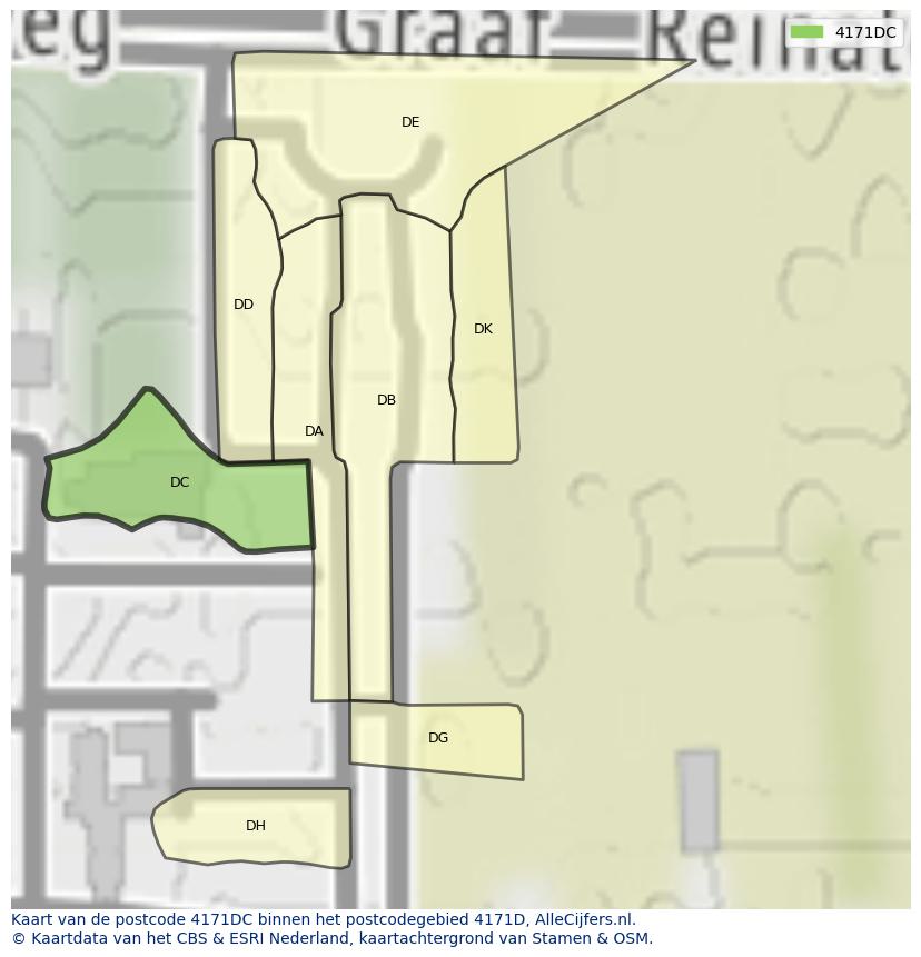 Afbeelding van het postcodegebied 4171 DC op de kaart.