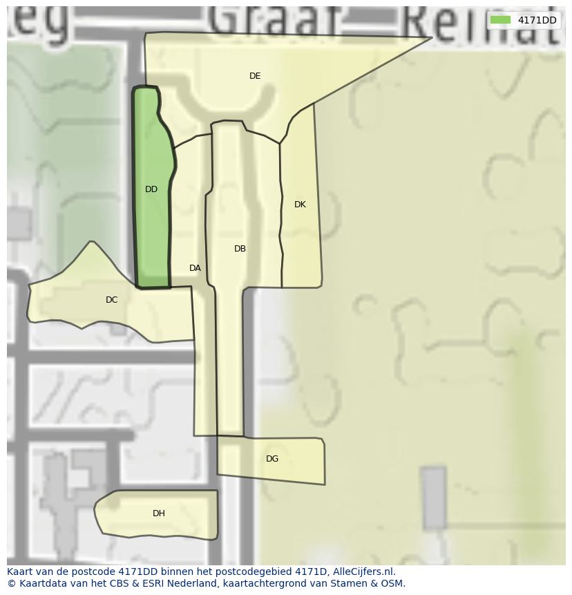 Afbeelding van het postcodegebied 4171 DD op de kaart.