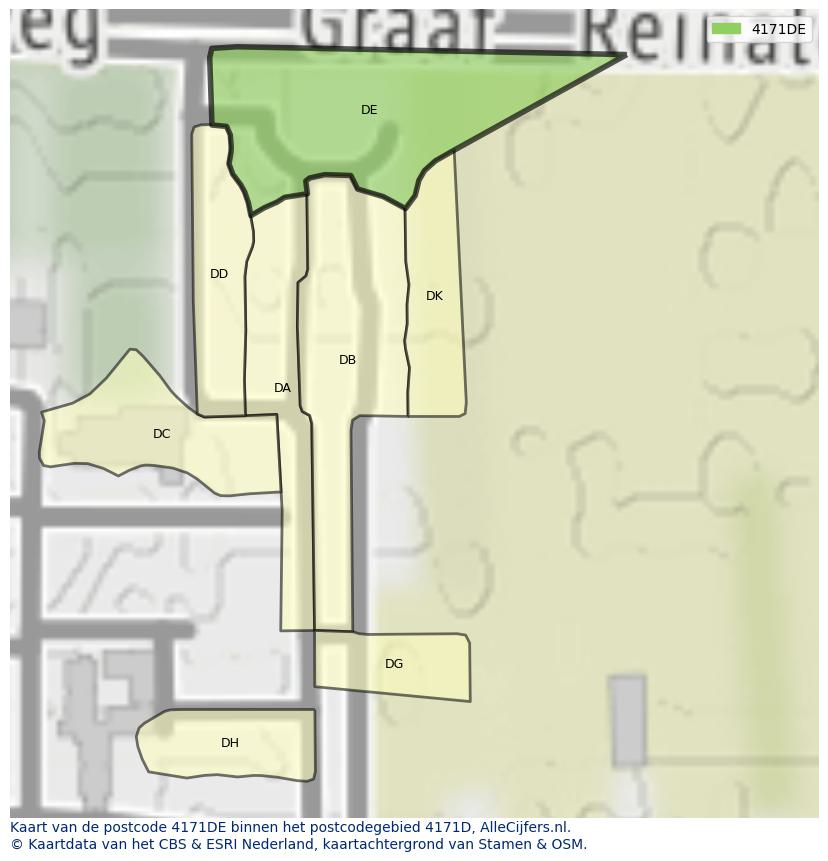 Afbeelding van het postcodegebied 4171 DE op de kaart.