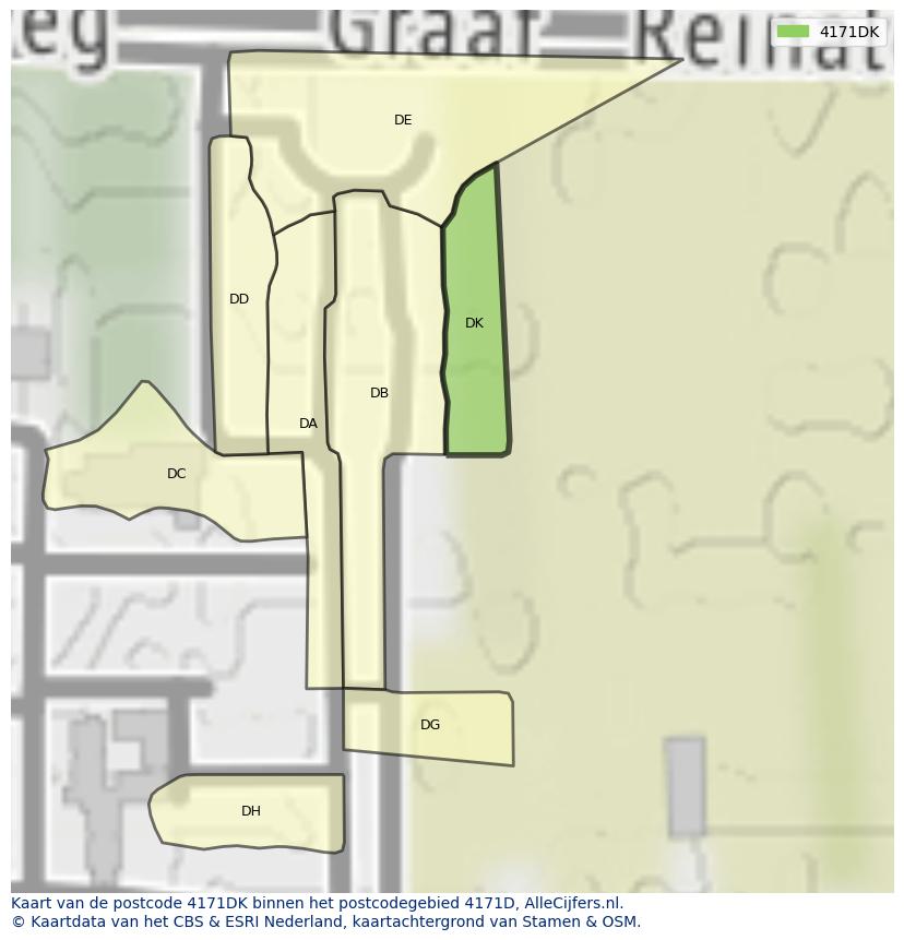 Afbeelding van het postcodegebied 4171 DK op de kaart.