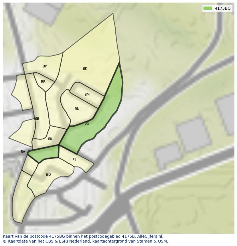 Afbeelding van het postcodegebied 4175 BG op de kaart.