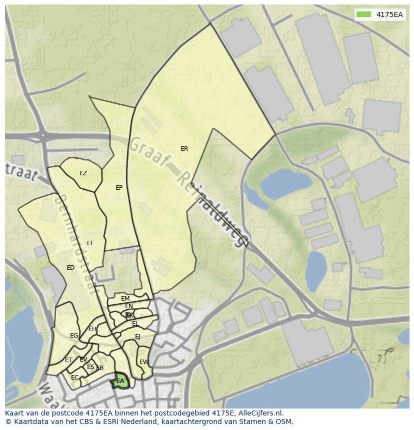 Afbeelding van het postcodegebied 4175 EA op de kaart.