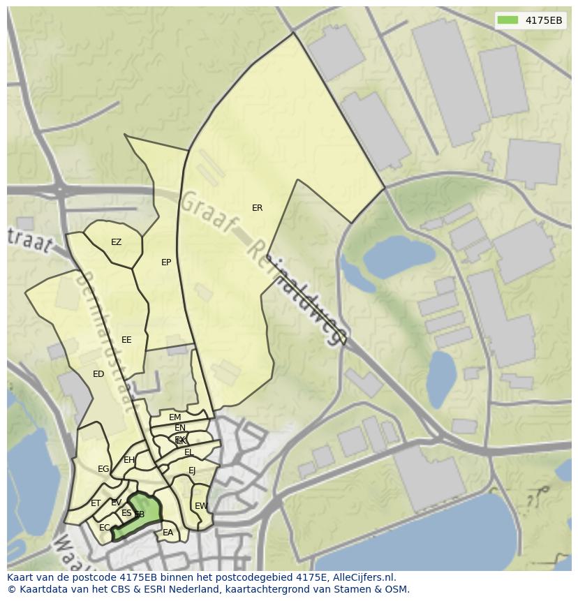 Afbeelding van het postcodegebied 4175 EB op de kaart.