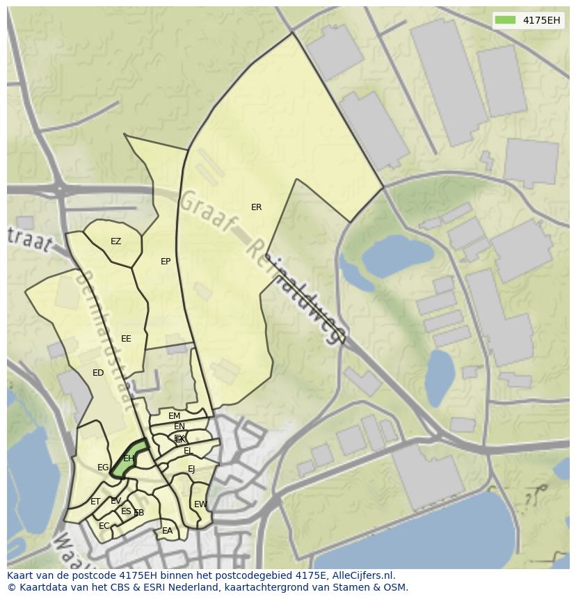 Afbeelding van het postcodegebied 4175 EH op de kaart.