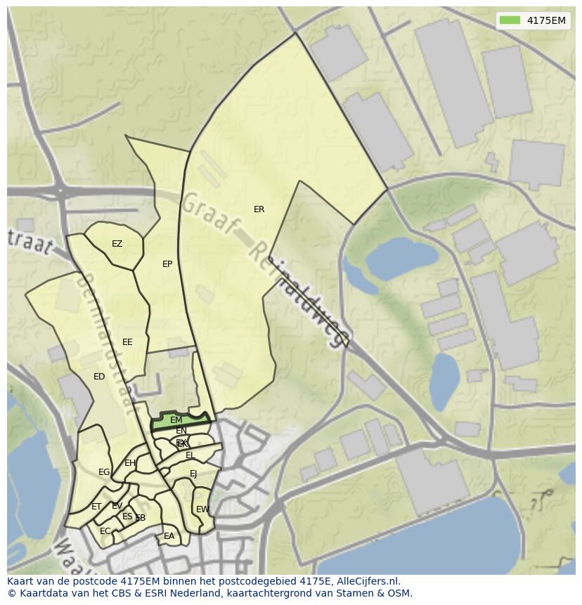 Afbeelding van het postcodegebied 4175 EM op de kaart.