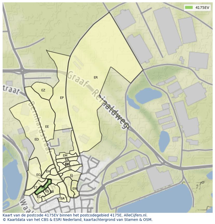 Afbeelding van het postcodegebied 4175 EV op de kaart.
