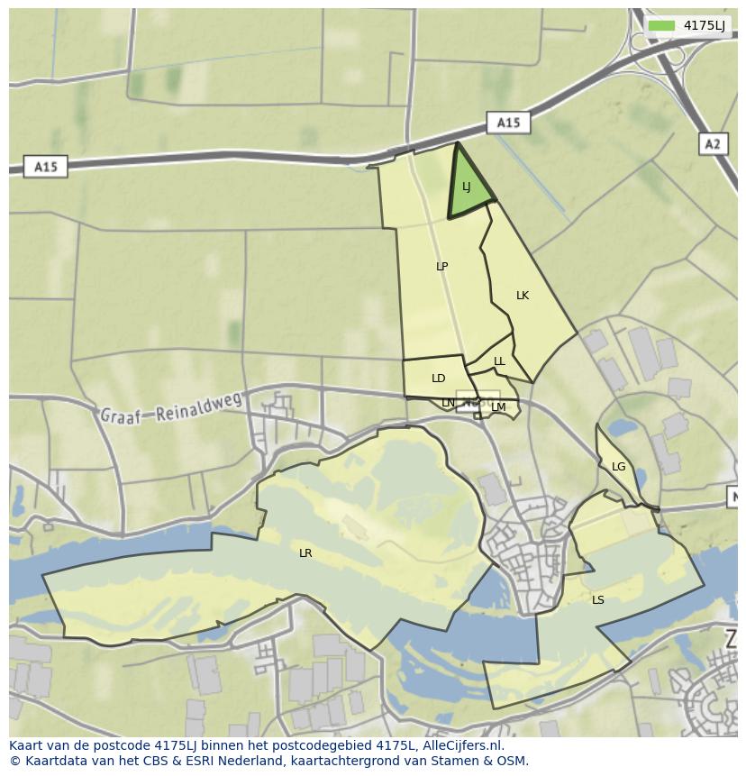 Afbeelding van het postcodegebied 4175 LJ op de kaart.