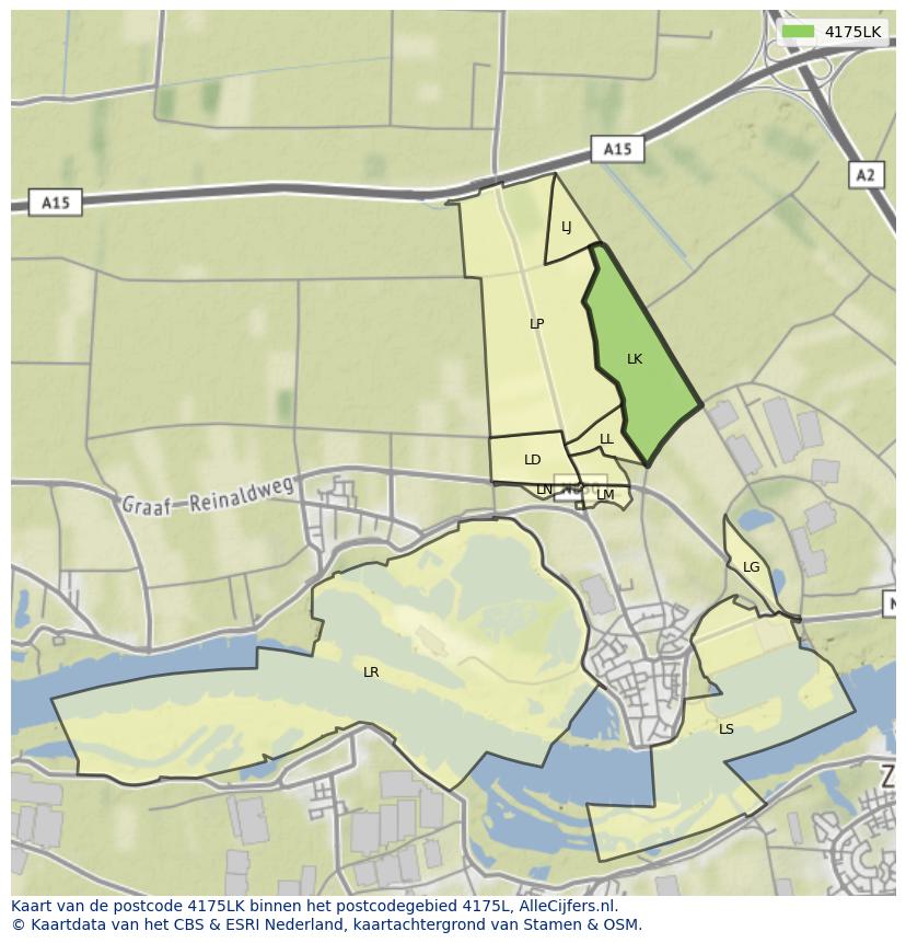Afbeelding van het postcodegebied 4175 LK op de kaart.