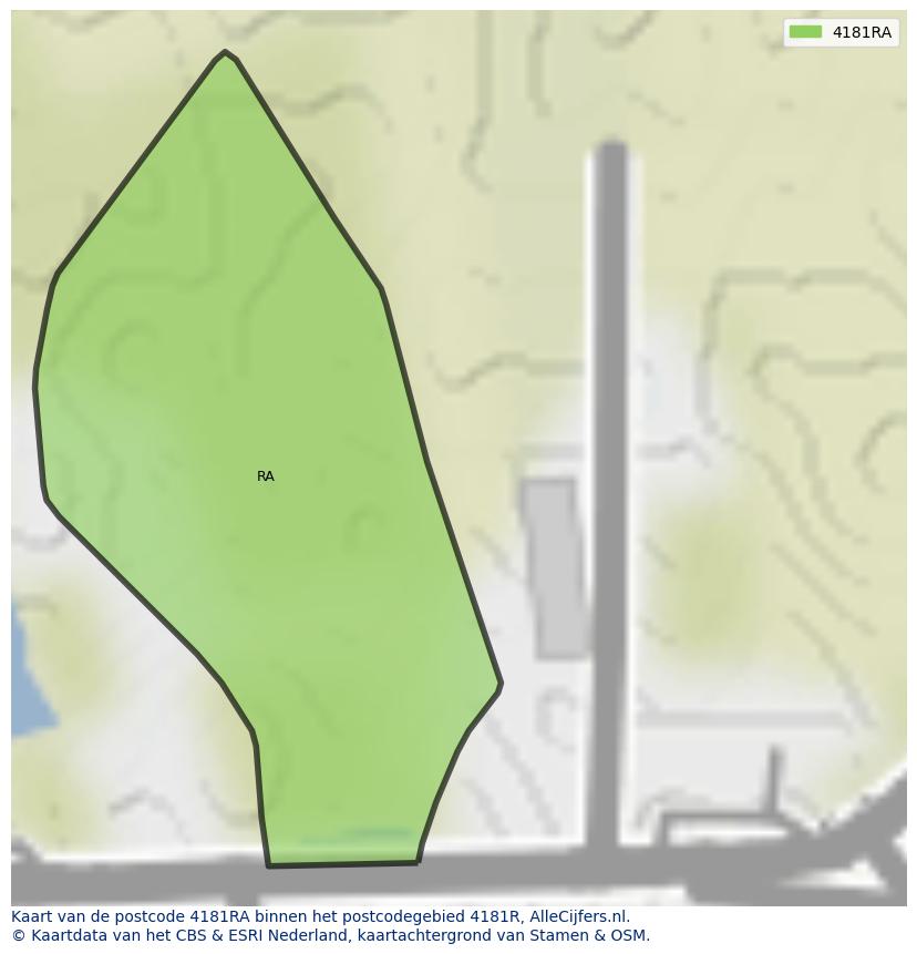 Afbeelding van het postcodegebied 4181 RA op de kaart.