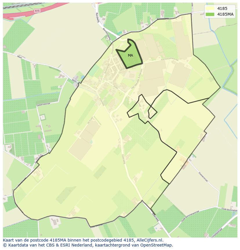 Afbeelding van het postcodegebied 4185 MA op de kaart.