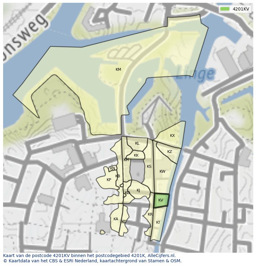 Afbeelding van het postcodegebied 4201 KV op de kaart.