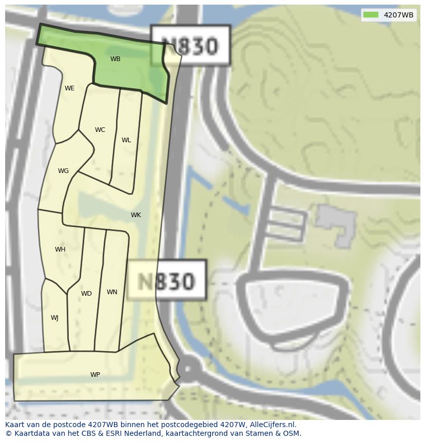 Afbeelding van het postcodegebied 4207 WB op de kaart.