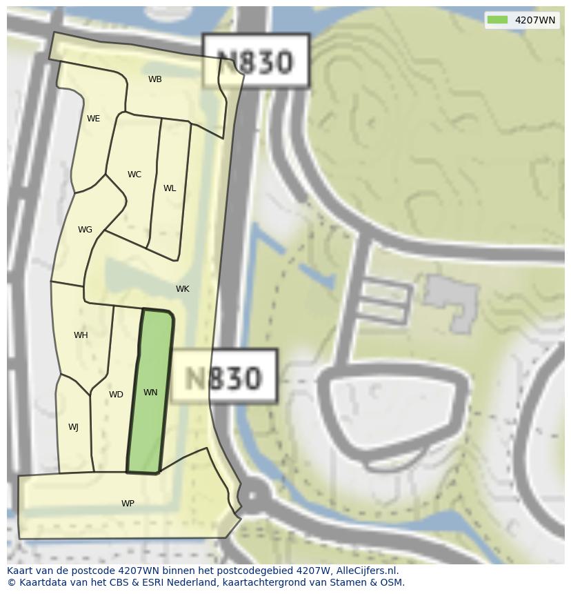 Afbeelding van het postcodegebied 4207 WN op de kaart.
