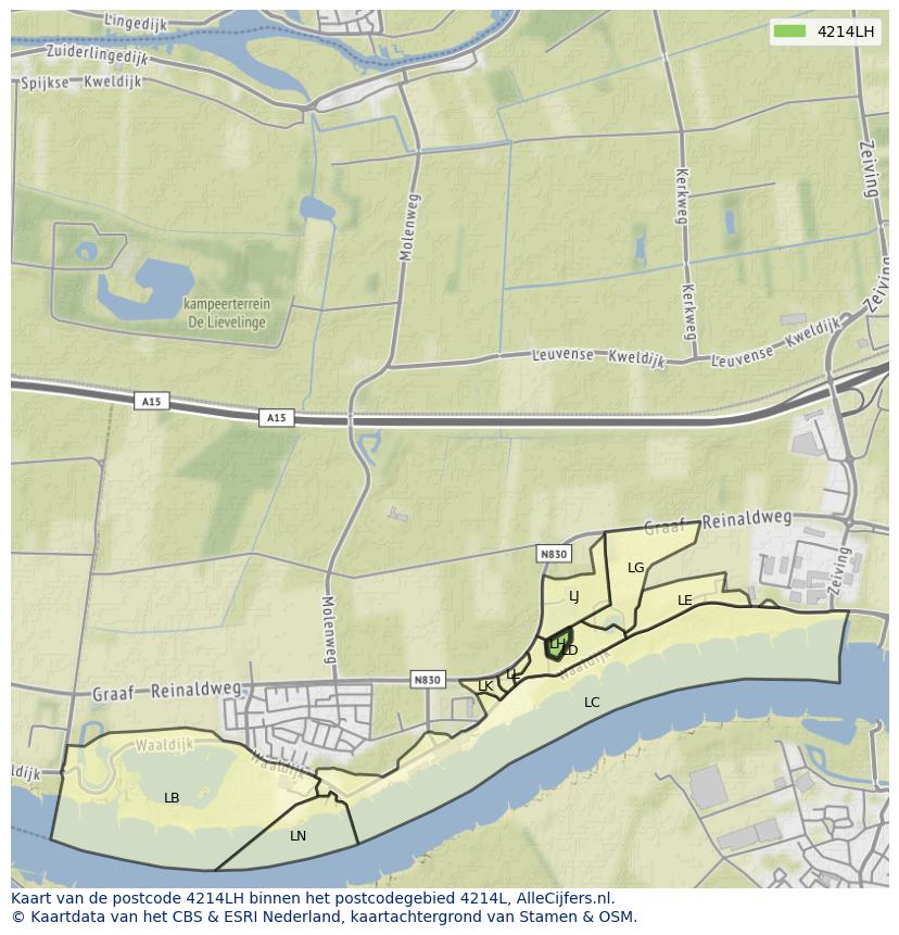 Afbeelding van het postcodegebied 4214 LH op de kaart.