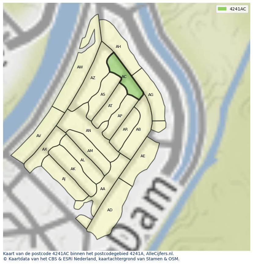 Afbeelding van het postcodegebied 4241 AC op de kaart.