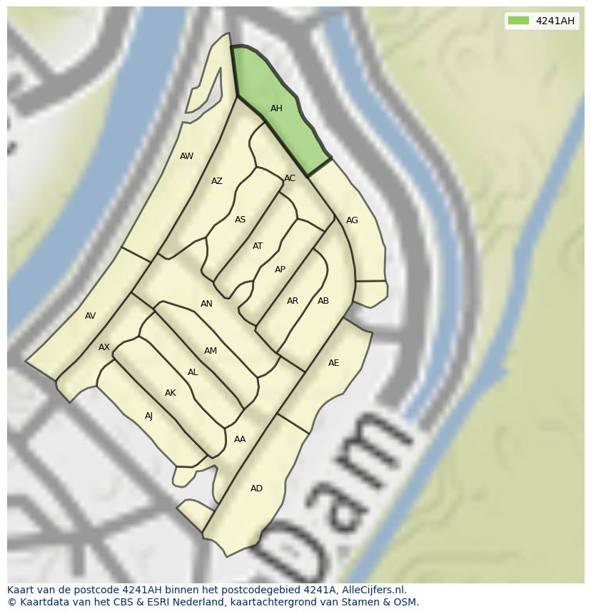Afbeelding van het postcodegebied 4241 AH op de kaart.