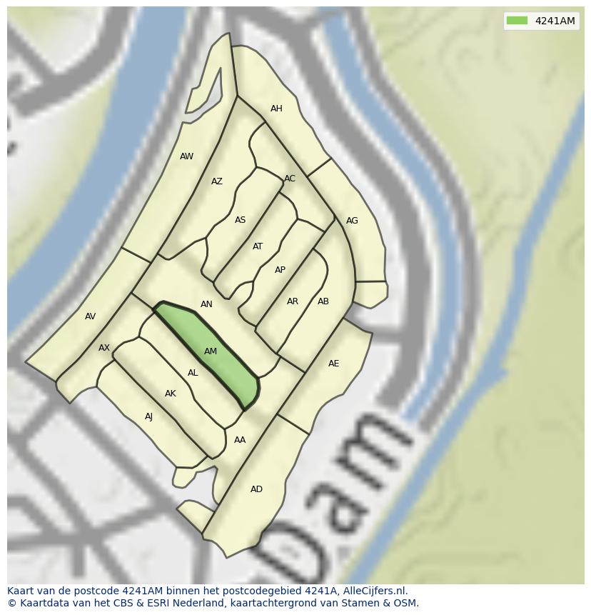 Afbeelding van het postcodegebied 4241 AM op de kaart.