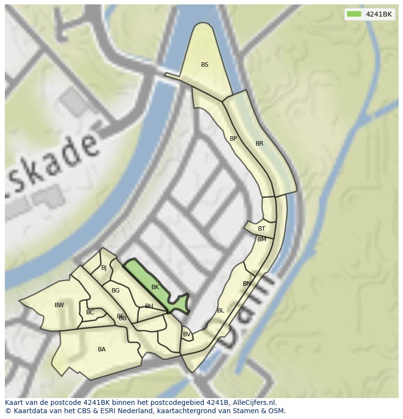 Afbeelding van het postcodegebied 4241 BK op de kaart.