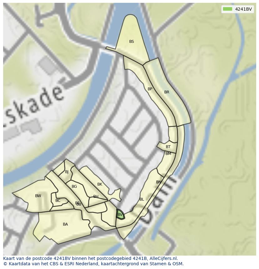 Afbeelding van het postcodegebied 4241 BV op de kaart.