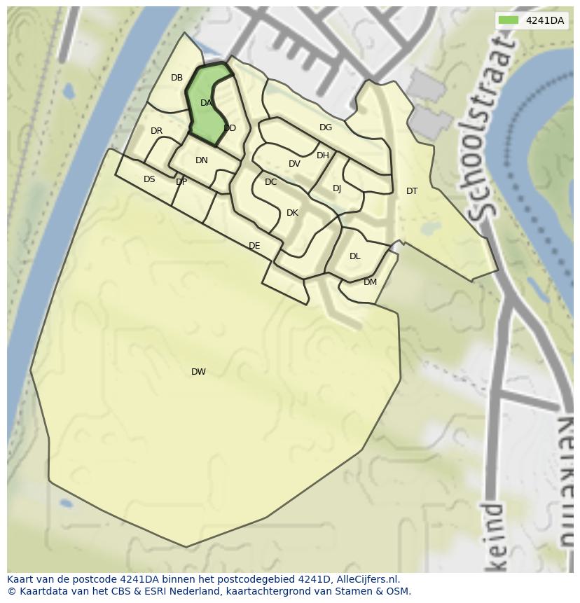 Afbeelding van het postcodegebied 4241 DA op de kaart.
