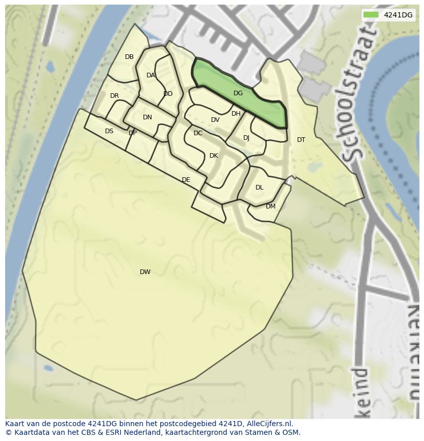 Afbeelding van het postcodegebied 4241 DG op de kaart.