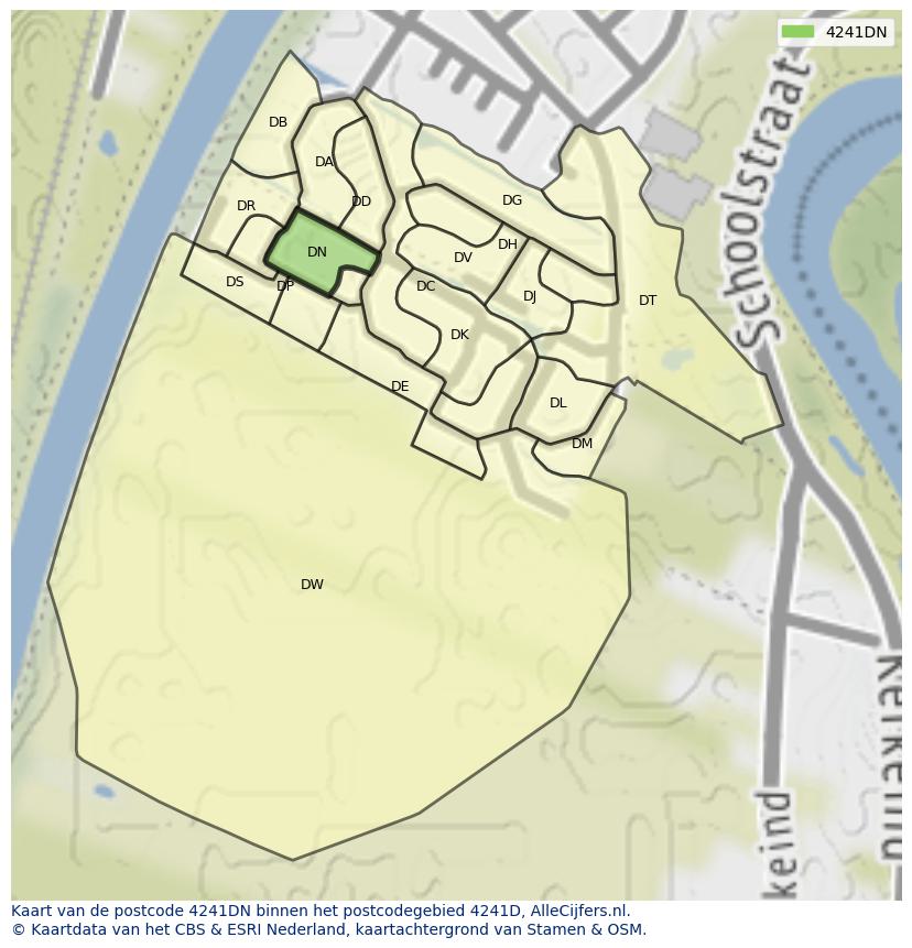 Afbeelding van het postcodegebied 4241 DN op de kaart.
