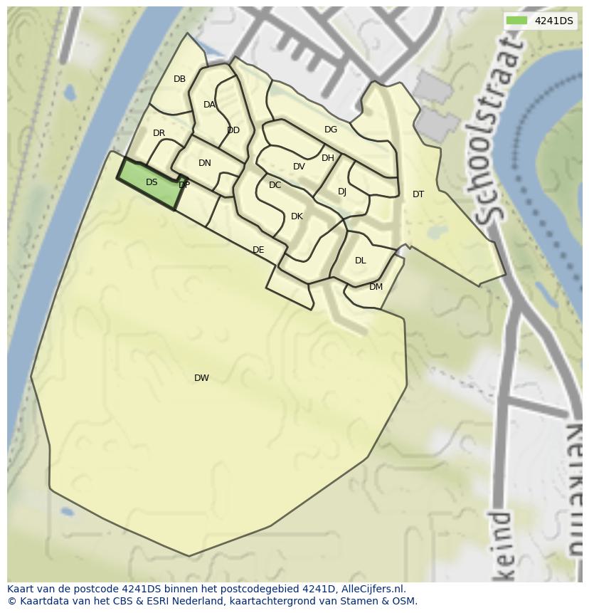 Afbeelding van het postcodegebied 4241 DS op de kaart.