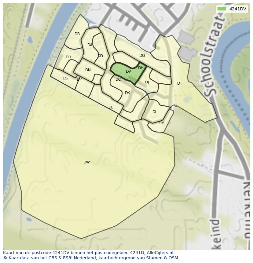 Afbeelding van het postcodegebied 4241 DV op de kaart.