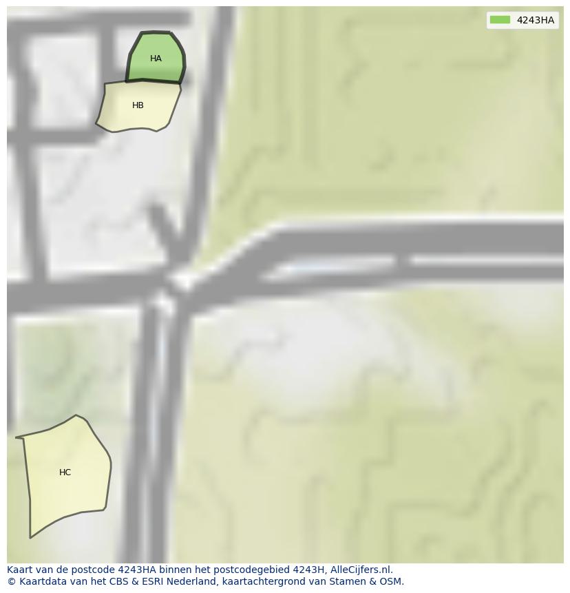 Afbeelding van het postcodegebied 4243 HA op de kaart.