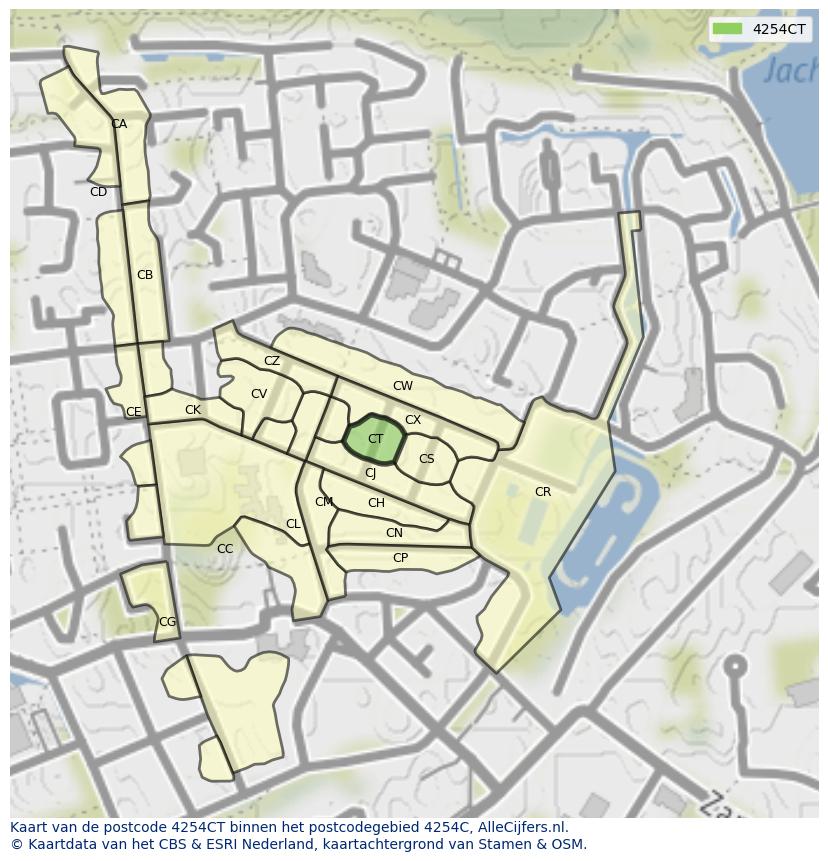 Afbeelding van het postcodegebied 4254 CT op de kaart.