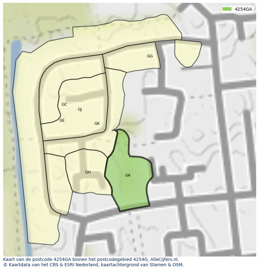 Afbeelding van het postcodegebied 4254 GA op de kaart.