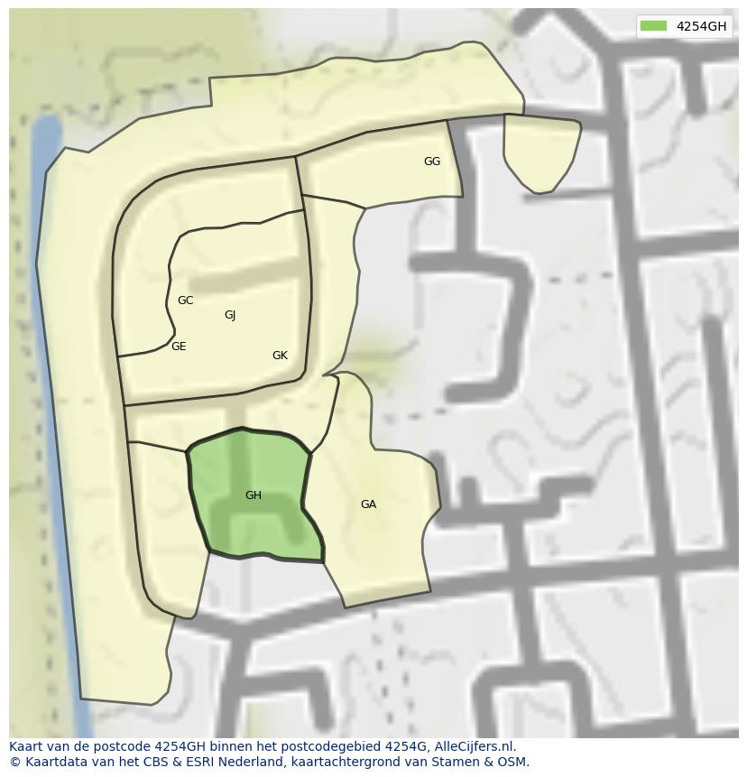 Afbeelding van het postcodegebied 4254 GH op de kaart.
