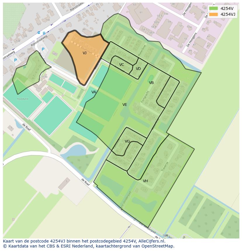 Afbeelding van het postcodegebied 4254 VJ op de kaart.