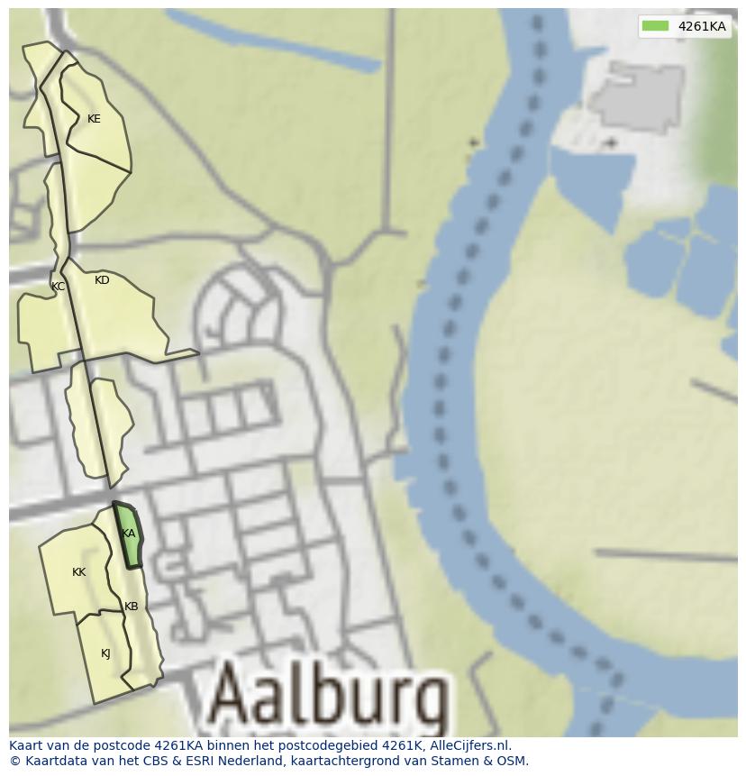 Afbeelding van het postcodegebied 4261 KA op de kaart.