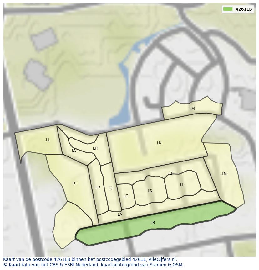Afbeelding van het postcodegebied 4261 LB op de kaart.
