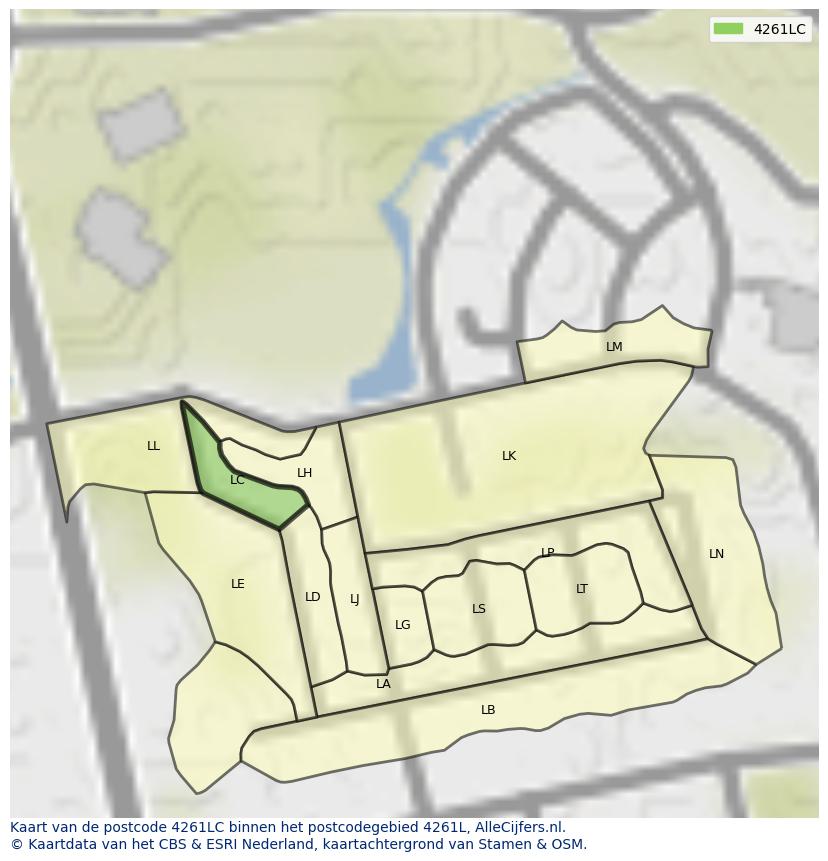 Afbeelding van het postcodegebied 4261 LC op de kaart.