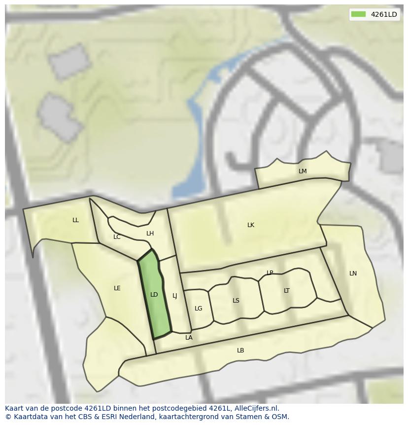 Afbeelding van het postcodegebied 4261 LD op de kaart.