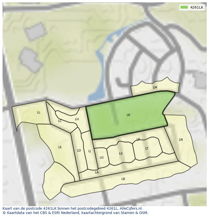 Afbeelding van het postcodegebied 4261 LK op de kaart.
