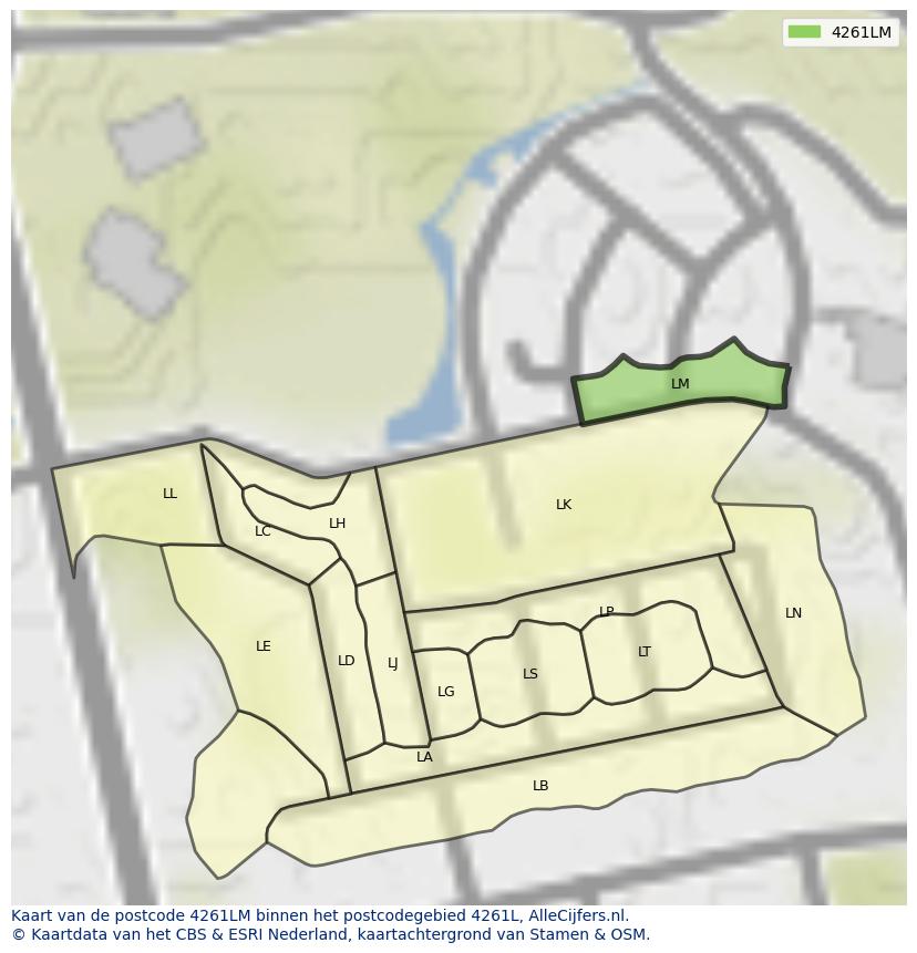 Afbeelding van het postcodegebied 4261 LM op de kaart.