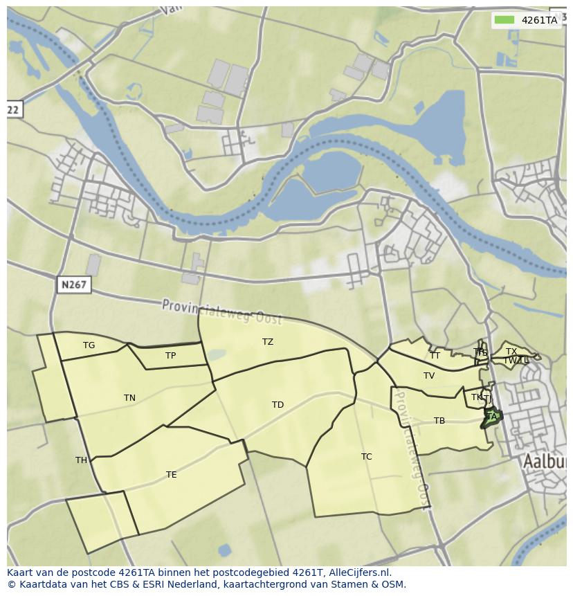 Afbeelding van het postcodegebied 4261 TA op de kaart.