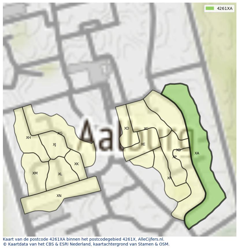 Afbeelding van het postcodegebied 4261 XA op de kaart.