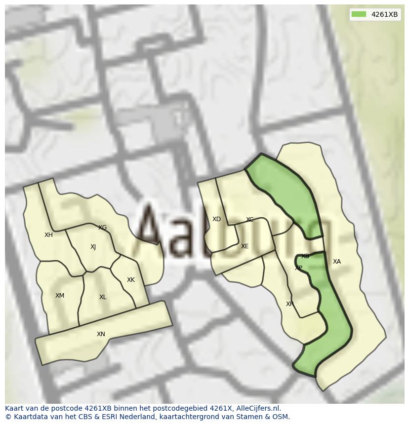 Afbeelding van het postcodegebied 4261 XB op de kaart.