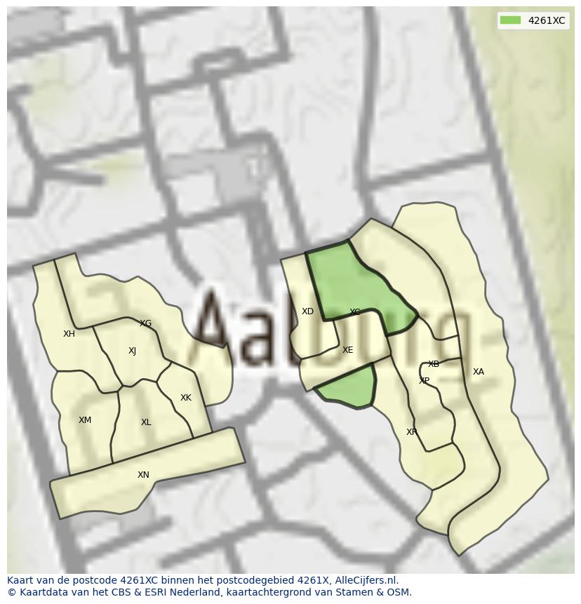 Afbeelding van het postcodegebied 4261 XC op de kaart.