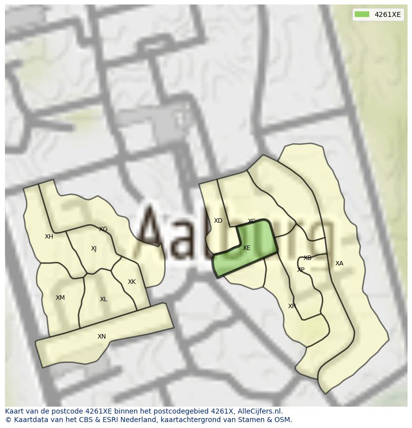 Afbeelding van het postcodegebied 4261 XE op de kaart.