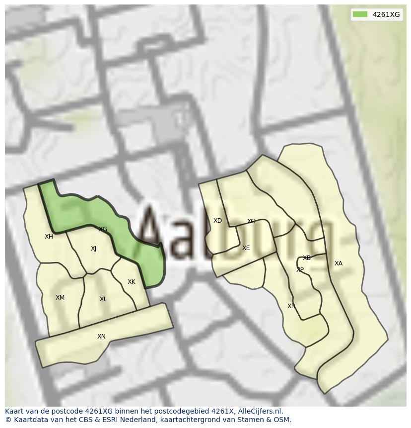 Afbeelding van het postcodegebied 4261 XG op de kaart.